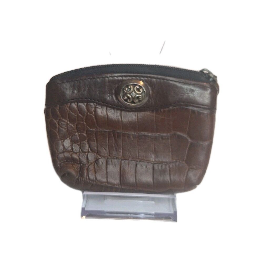 Brighton  Card Case Croc Embossed Brown Leather Wallet